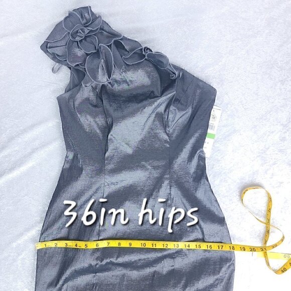 S.L. Fashions Cap Slv Petal One Shldr Sheath Dress Size 8 Color is Nickel (NWT) - Picture 12 of 16